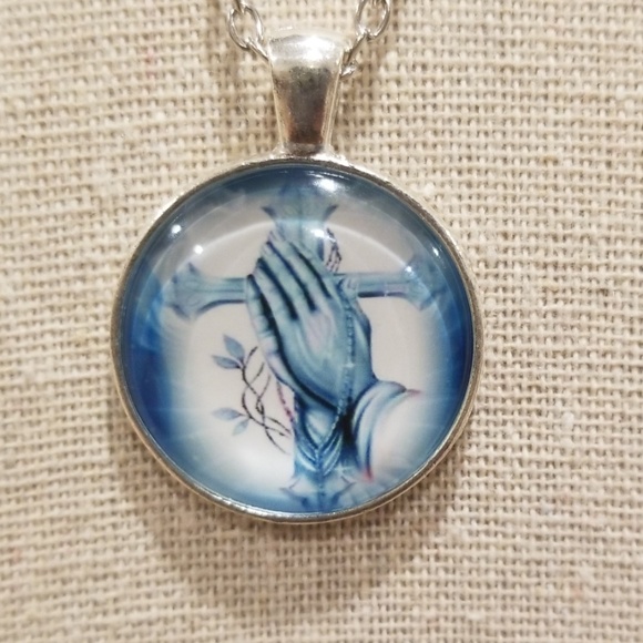 Prayer/ Cross Pendant Necklace - Picture 2 of 5